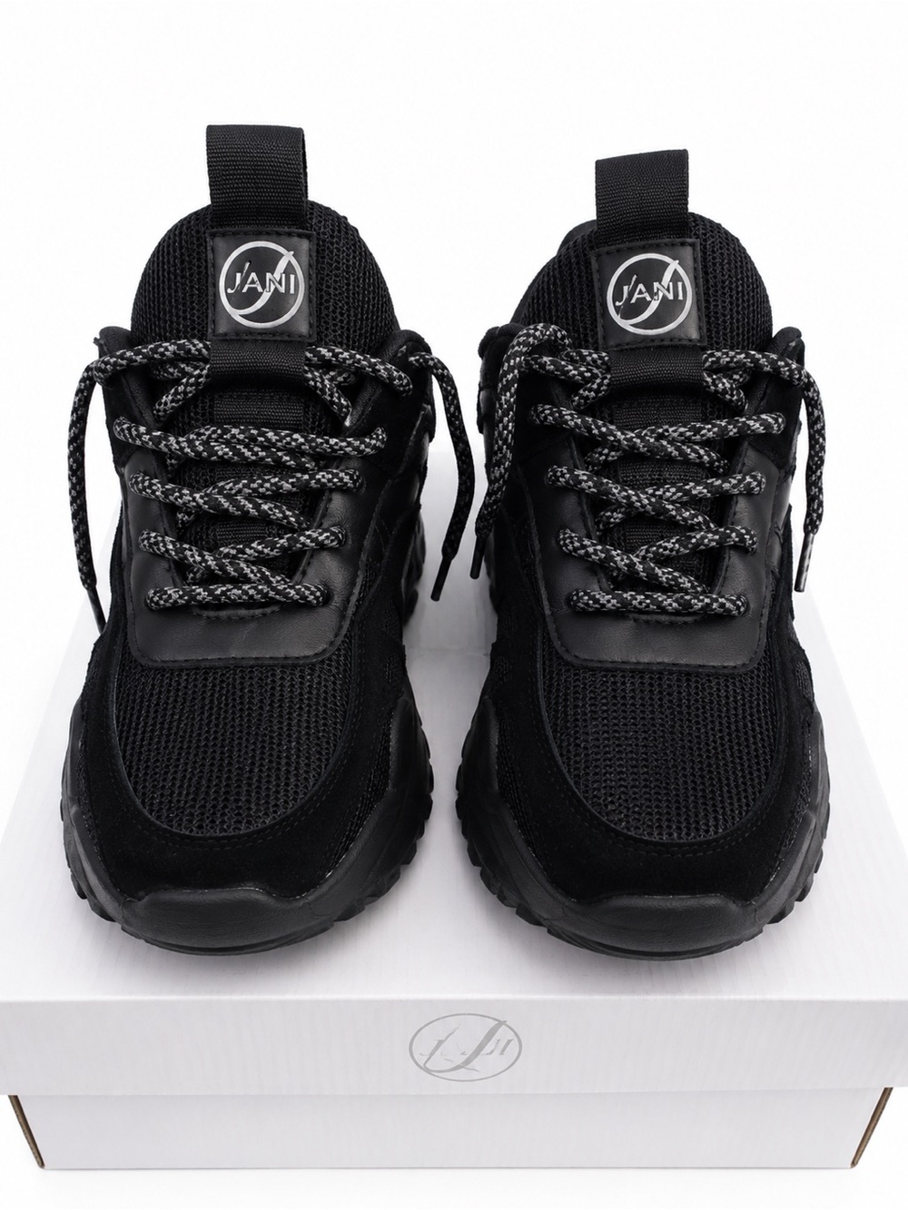 Jani Black Chunky Lace-Up Sneakers